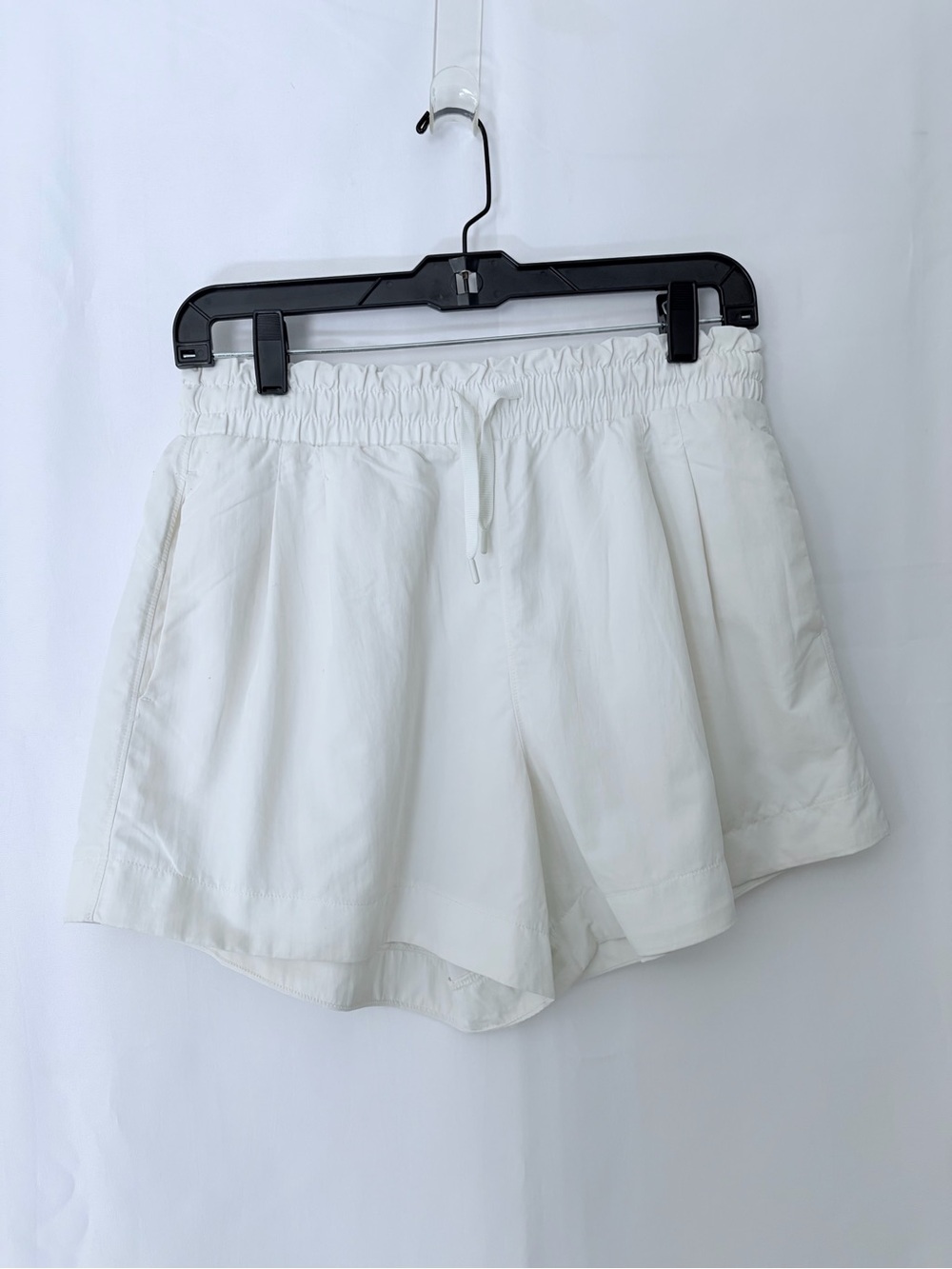 Women's Elastic Waist Off-White Nylon Shorts